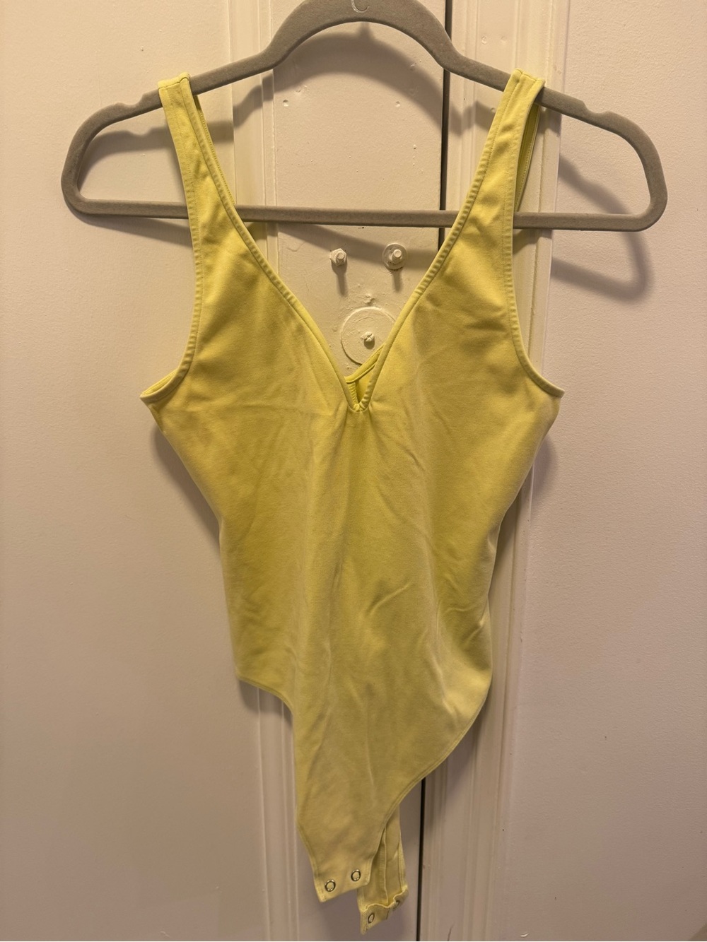 & Other Stories YellowGreen Sweetheart Neck Bodysuit